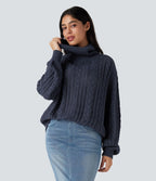 Pull col montant torsadé manches longues