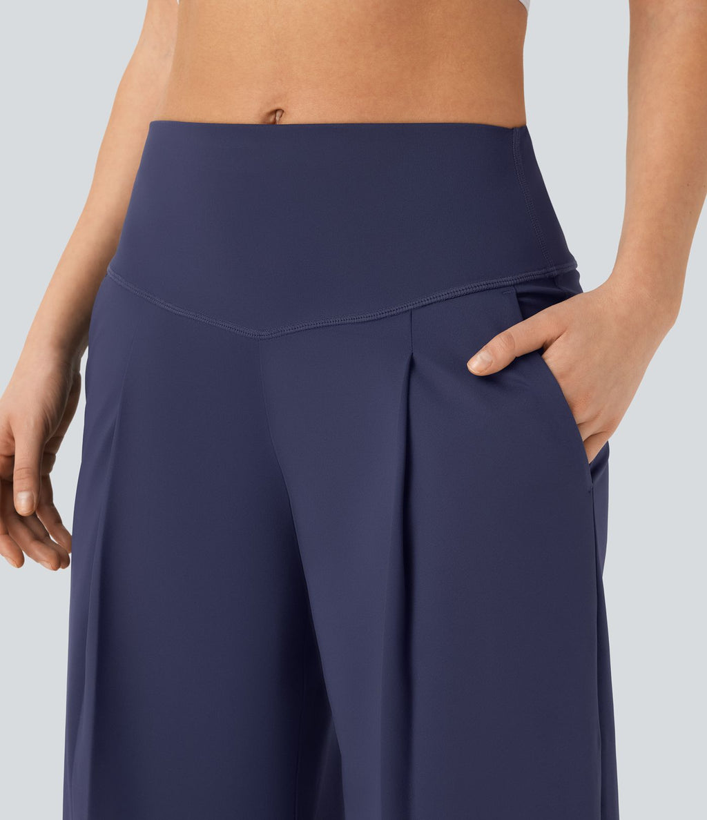 Pantalon de yoga droit gainant taille haute à séchage rapide avec poches SoftlyZero™