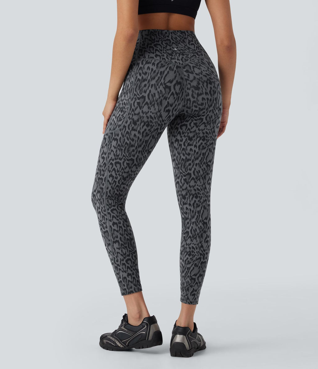 Legging de yoga gainant taille haute imprimé léopard avec poches Halara UltraSculpt™