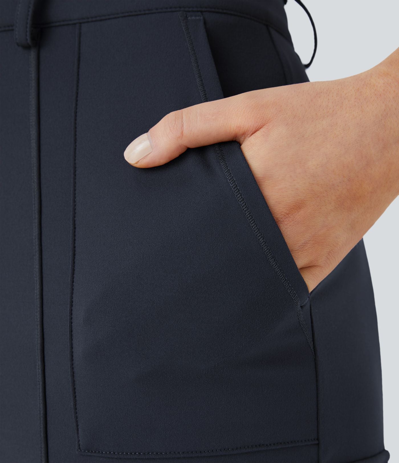 Pantalon cargo ajusté uni taille haute DayStretch avec poches zippées