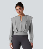 Top de sport yoga col cranté manches longues