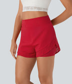 Short de yoga 2-en-1 SoftlyZero™ Airy à taille haute avec poche latérale, dentelle contrastante et effet frais InstantCool, protection solaire UPF50+