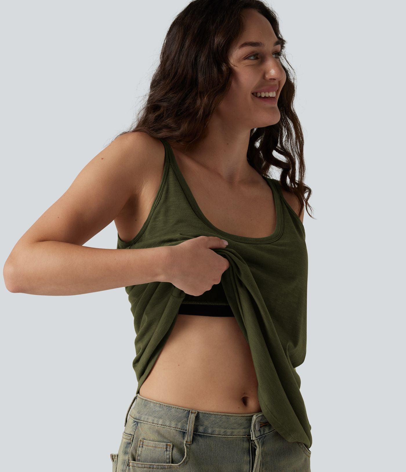 Débardeur décontracté à col en U et brassière intégrée