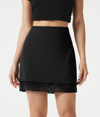 Jupe mini casual SoftlyZero™ taille haute en dentelle contrastée