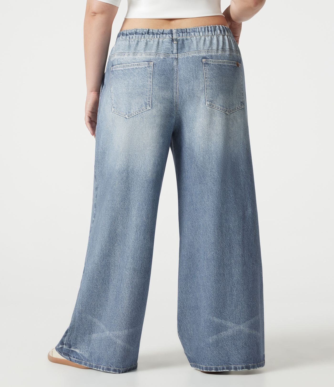 Pantalon jogging grande taille en molleton French Terry effet jean avec poches