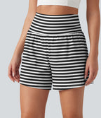 Short 2-en-1 à rayures taille haute 12,5 cm avec poches