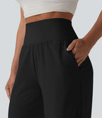 Pantalon large séchage rapide Breezeful™ taille haute à volants avec poches