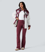 Veste sherpa carreaux color block manches longues avec poches