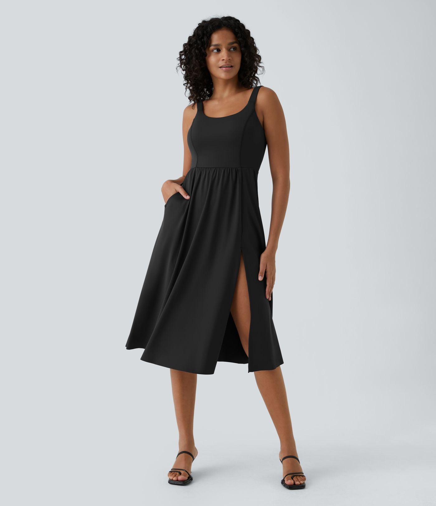 Robe décontractée mi-longue rembourrée A-D