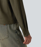 Veste cargo casual col montant manches longues avec poches