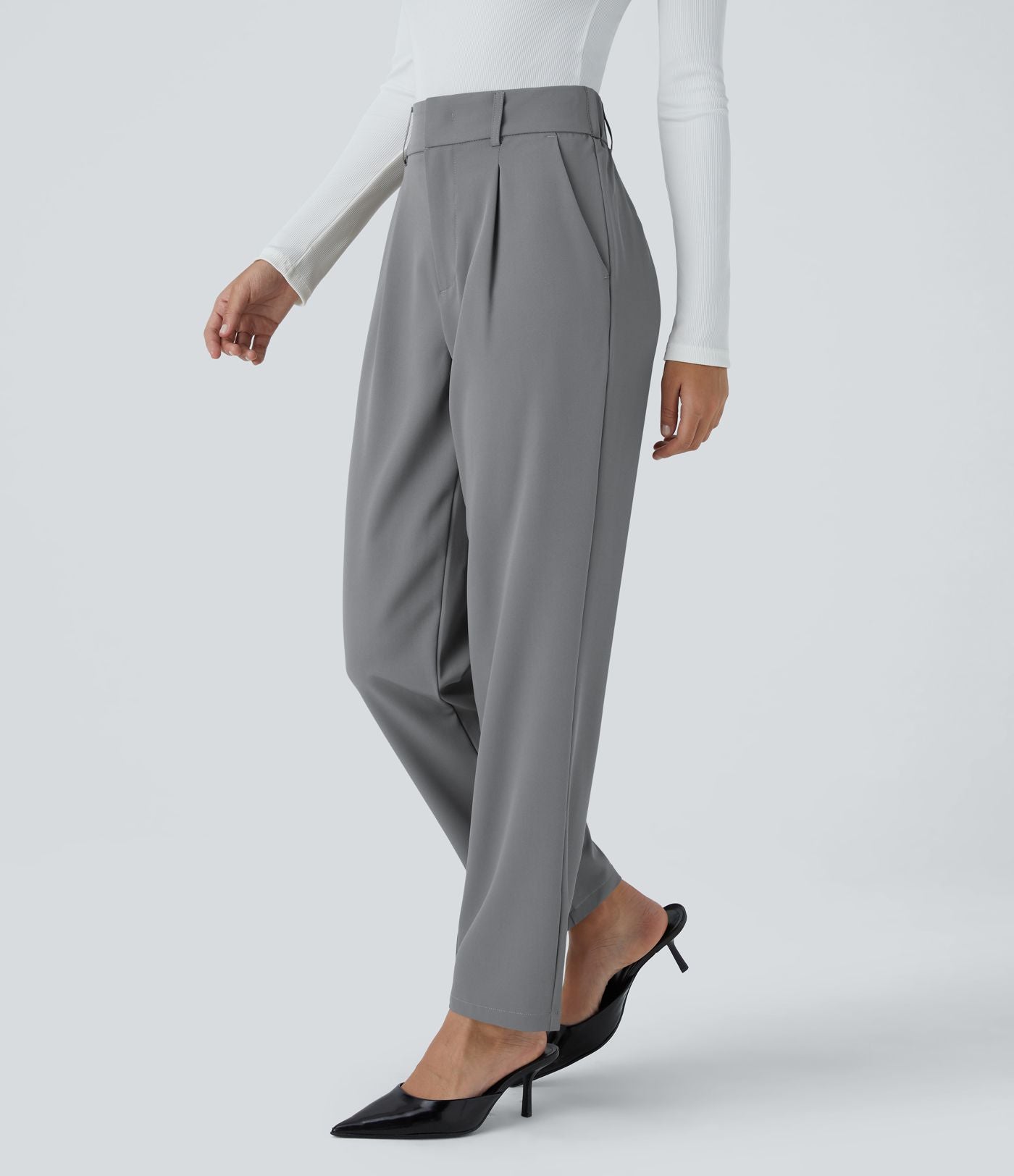 Pantalon tailleur Halara Flex™ fuselé uni, taille haute, avec poches