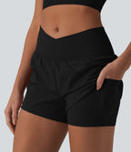 Short de yoga 2-en-1 SoftlyZero™ Airy croisé taille haute 7,5 cm effet frais InstantCool avec poches