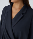 Chemise de travail à col cranté, coupe croisée et manches longues