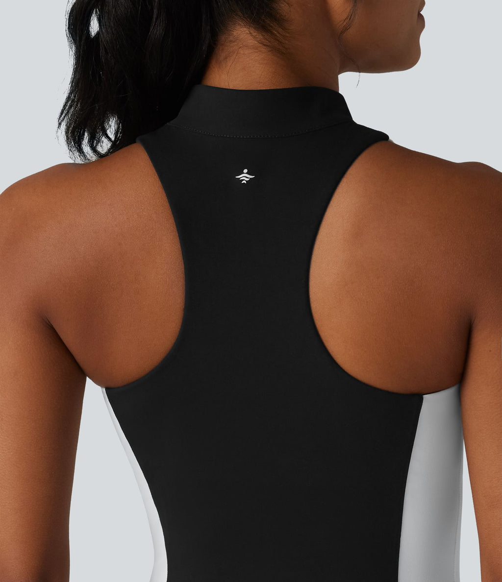 Halara UltraSculpt™ Robe sport mini de golf à col cheminée, soutien-gorge intégré, dos nageur et colorblock