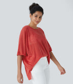 Top Casual Oversize Asymétrique Ourlet Fendu Transparent