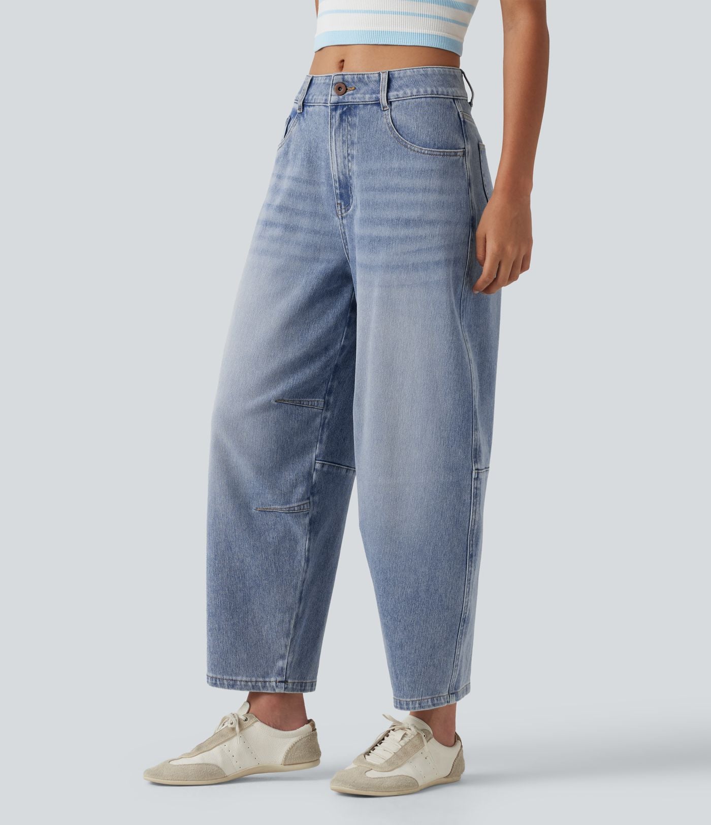 Jean Barrel 7/8 taille basse Halara Flex™ avec poches zippées