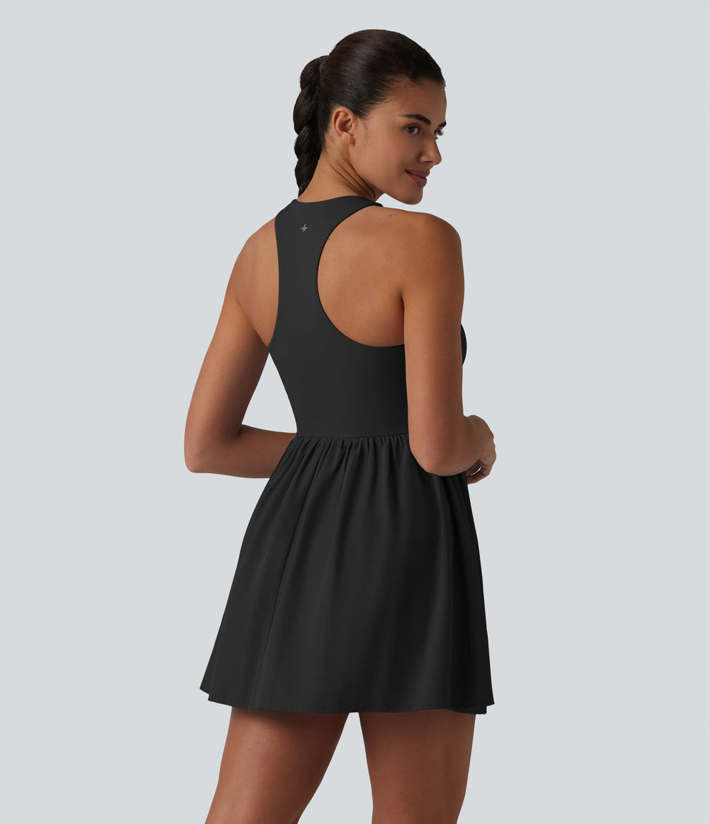 Robe sport de tennis mini Breezeful™ 2-en-1 séchage rapide col V dos nageur avec brassière intégrée à poches — édition Easy Peasy