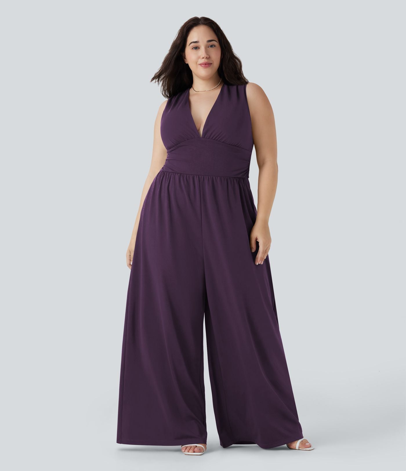 Combinaison grande taille col V sans manches avec poches - Édition Easy Peasy