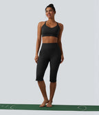Pantalon yoga Halara UltraSculpt™ coupe corsaire effet ventre plat, taille haute, ourlet fendu avec poches
