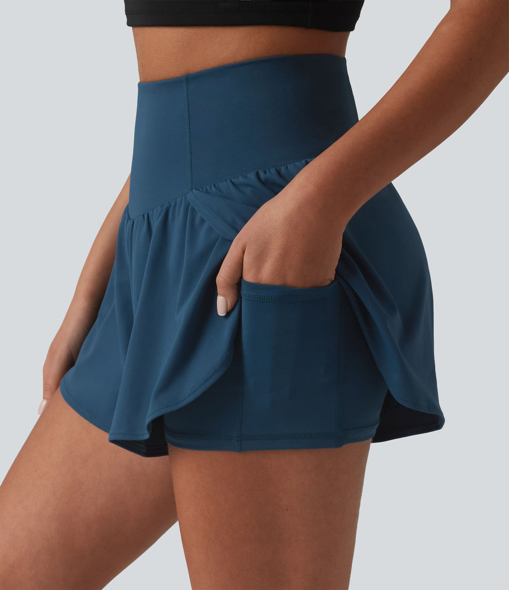 Short de yoga SoftlyZero™ Airy 2-en-1 taille haute gainant ourlet arrondi effet frais InstantCool 7,5 cm avec poches