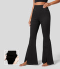 Halara Flex™ Jean Évasé Causal Tricot Extensible Taille Haute avec Poches Latérales Ourlet Fendu