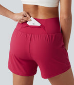 Short de yoga SoftlyZero™ Airy croisé taille haute 2-en-1 effet frais InstantCool 12,5 cm avec poches
