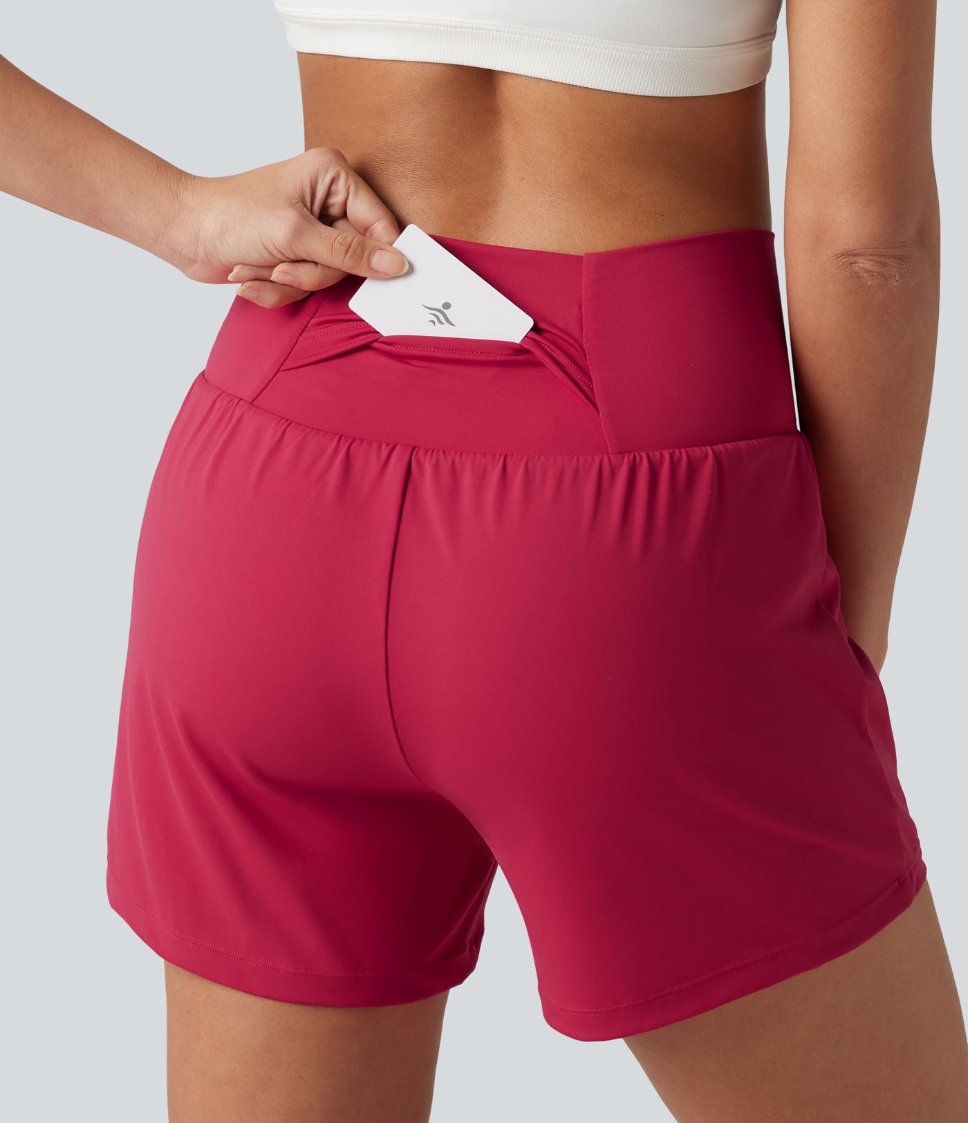 Short de yoga SoftlyZero™ Airy croisé taille haute 2-en-1 effet frais InstantCool 12,5 cm avec poches