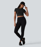 Haut de sport SoftlyZero™ Airy à col rond, manches courtes, dos échancré, mesh respirant à effet frais InstantCool, protection solaire UPF50+