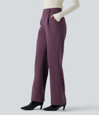 Pantalon tailleur évasé thermique taille haute SoftlyZero™ Plush avec poches