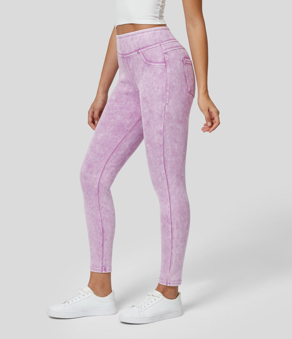 Halara Flex™ Jegging Casual Tricot Extensible Coloré Taille Haute Poches Arrière Latérales