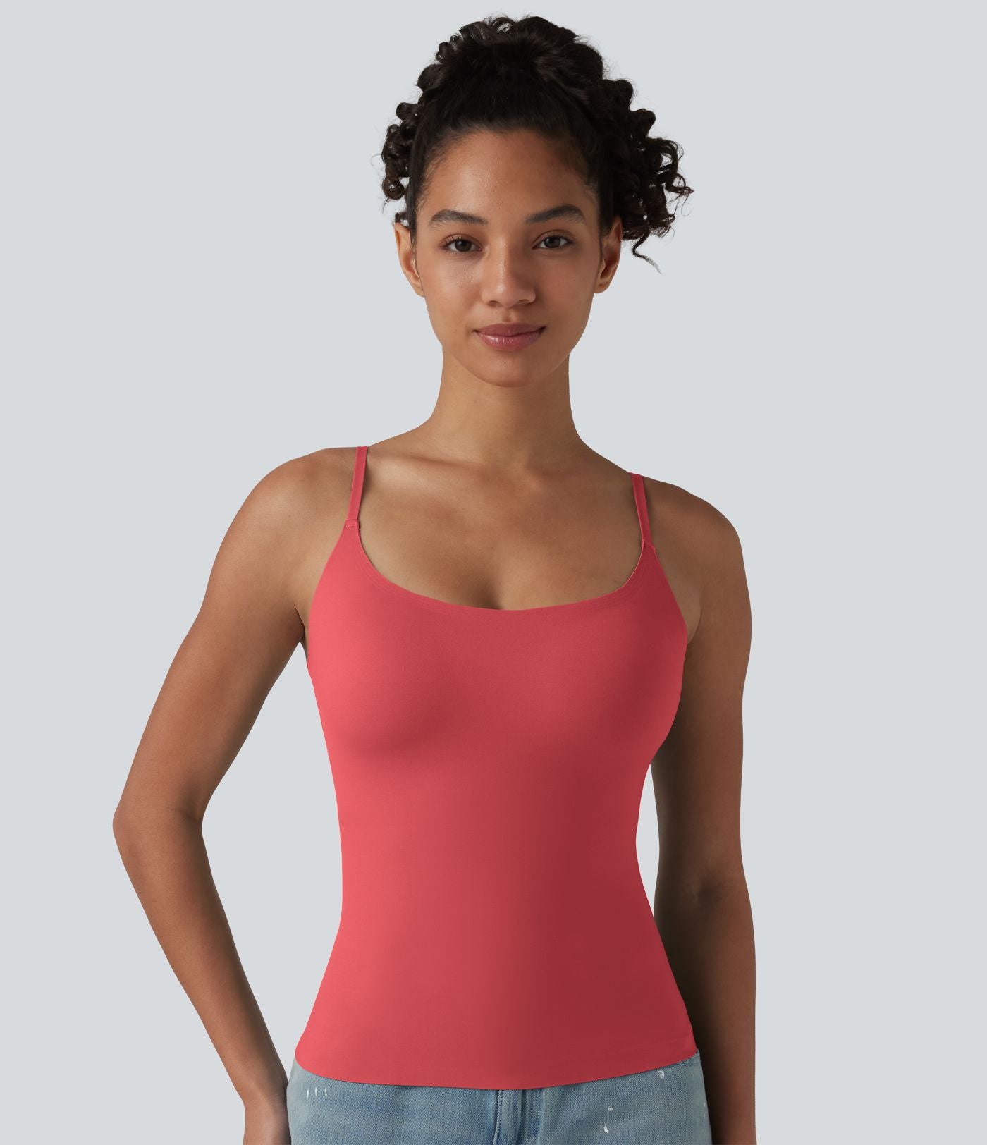 Débardeur décontracté à col rond et soutien-gorge intégré, bonnets BE