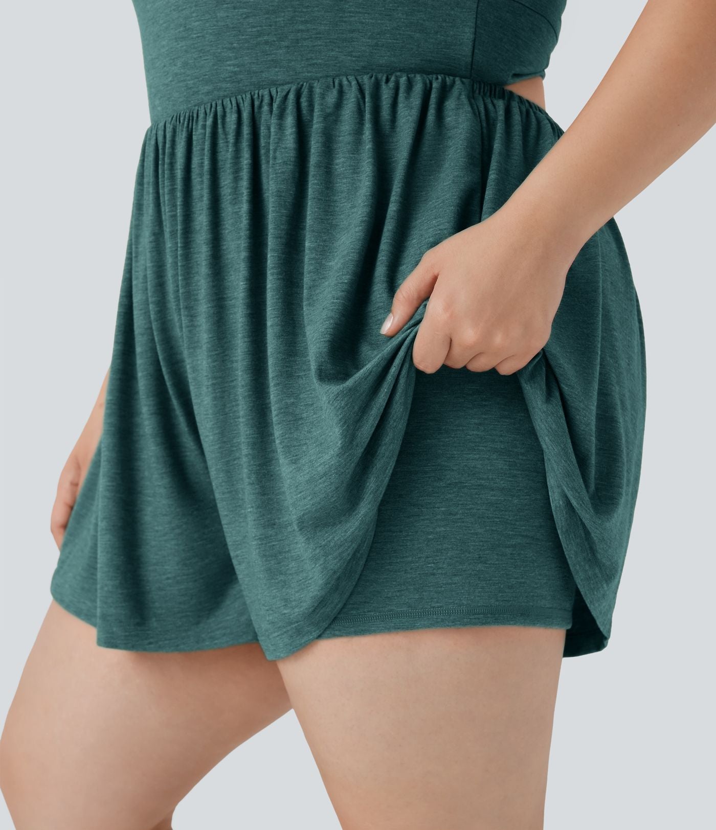 Combinaison-short de séjour grande taille 2-en-1 dos nu torsadée avec poches - Easy Peasy Edition