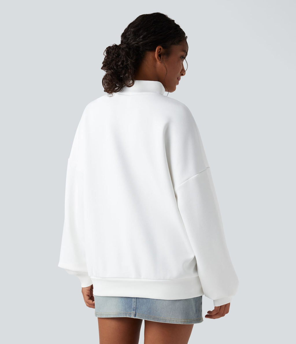 Sweatshirt casual col montant coupe décontractée avec poches