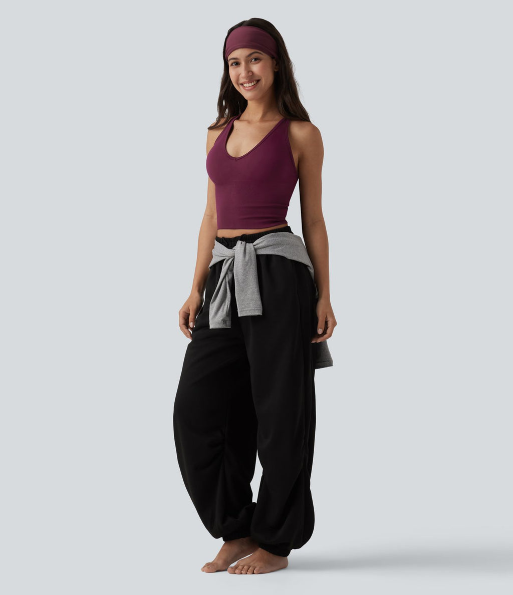 OneForm Seamless Flow Débardeur de yoga crop dos nu croisé décolleté en V profond avec soutien-gorge intégré