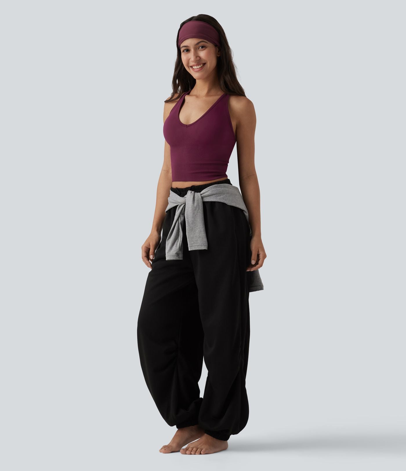 OneForm Seamless Flow Débardeur de yoga crop dos nu croisé décolleté en V profond avec soutien-gorge intégré