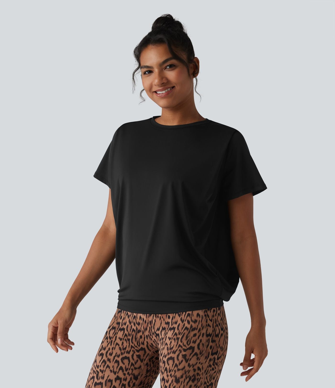 Haut de sport col rond manches courtes effet frais InstantCool avec fronces, protection solaire UPF50+