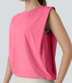 Débardeur de yoga col rond froncé, tissu rafraîchissant - Protection UPF50+