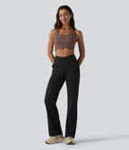 Pantalon bootcut de yoga taille haute croisée avec poches