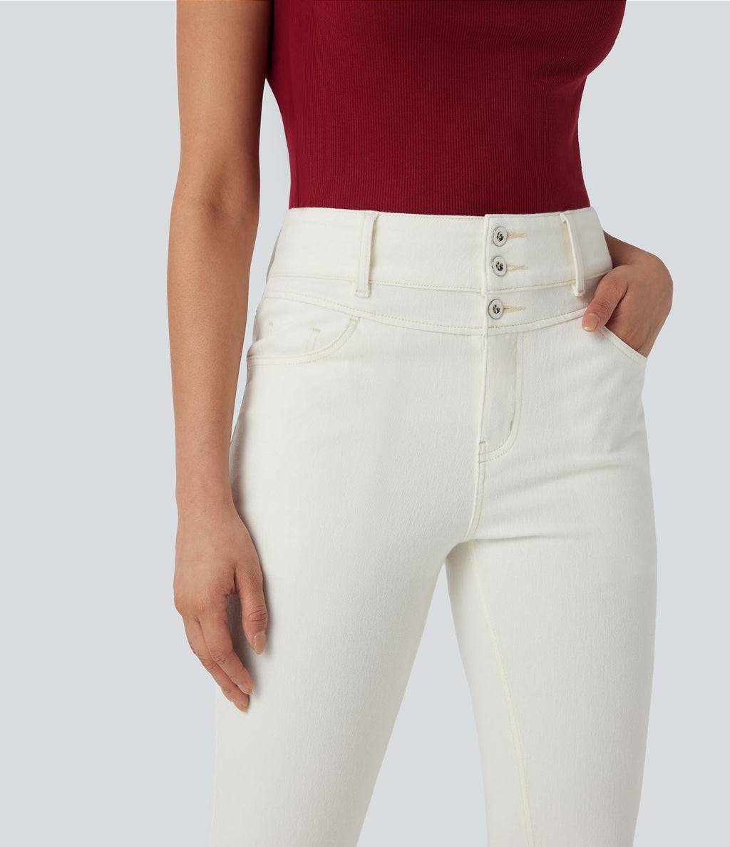 Halara Flex™ Jean skinny Casual Taille Haute Fermeture Éclair Boutonnés Plusieurs Poches Tricot Extensible