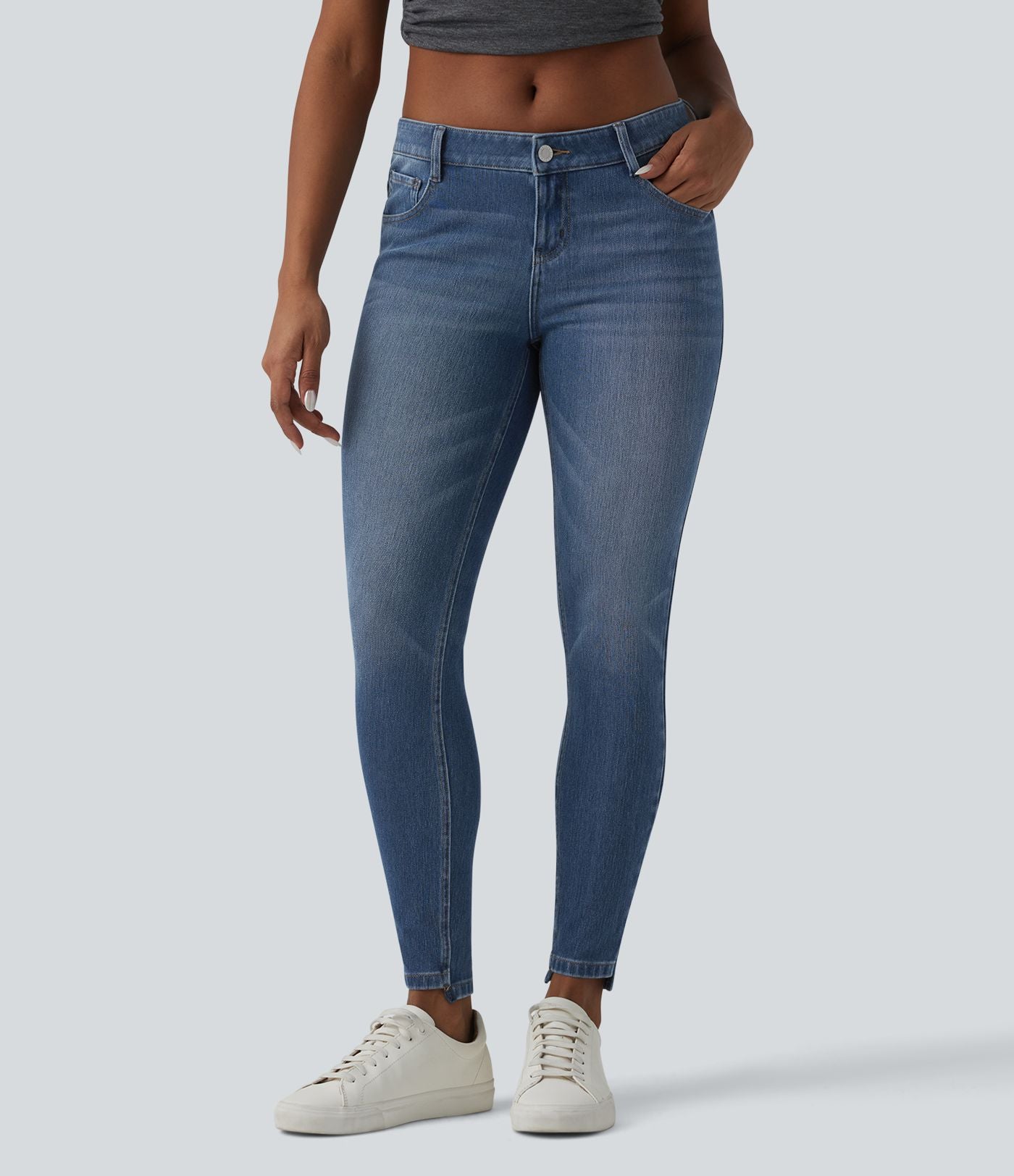 Jean skinny 7/8 décontracté taille basse Halara Flex™ avec poches