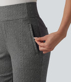 Halara Flex™ Pantalon tailleur évasé taille mi-haute à carreaux avec poches