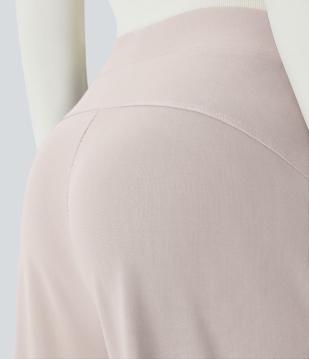 Halara Flex™ Pantalon Tailleur Évasé à Taille Haute Sculptant la Silhouette avec Poches Latérales Micro Waffle