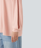 Sweat-shirt gaufré col échancré manches longues