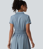 Robe-chemise midi défroissage facile avec manches courtes