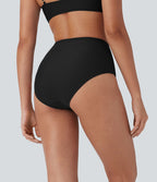 Bas de maillot de bain bikini à taille haute avec contrôle du ventre et fronces