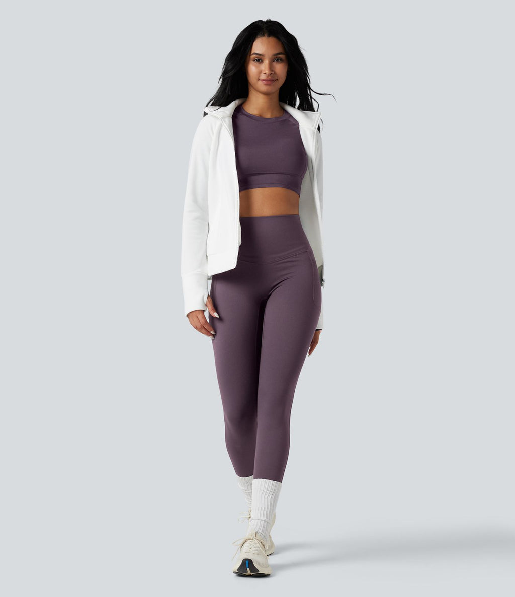 Legging running polaire thermique gainant croisé dos taille haute Halara UltraSculpt™ Heat avec poches