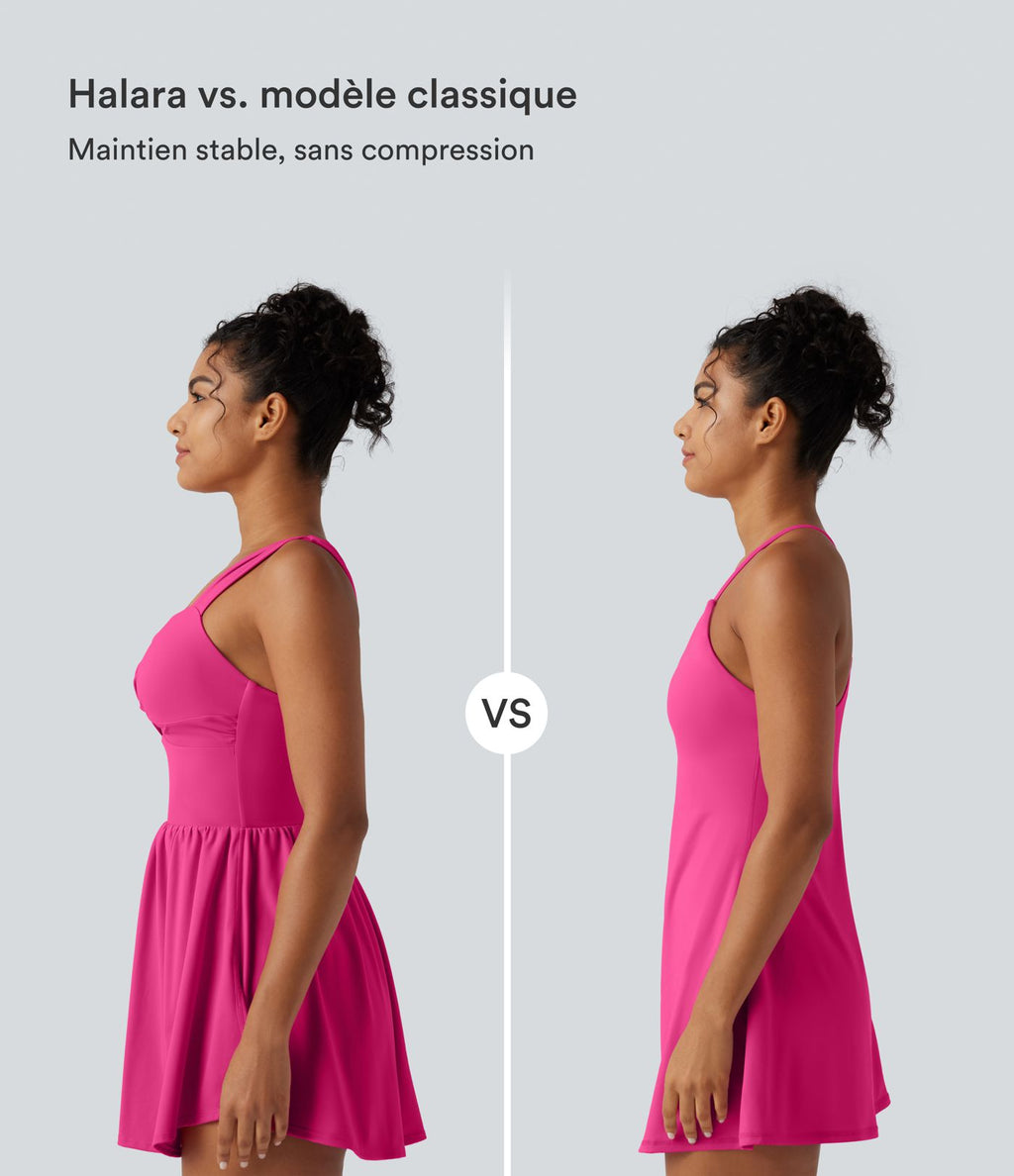 Robe casual micro-mini 2-en-1 avec brassière intégrée et décolleté cœur en SoftlyZero™ Plush avec poche - Édition Easy Peasy