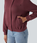 Veste bomber décontractée SpacerTek™ manches longues, col arrondi, avec poches