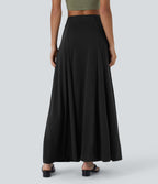 Jupe Évasée Casual Longue Fermeture Éclair Latérale Taille Haute