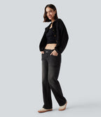 Jean décontracté Halara Flex™ asymétrique jambe droite taille basse avec poches